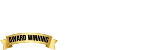 The Home X award-winning logo with white typography and a gold ribbon banner