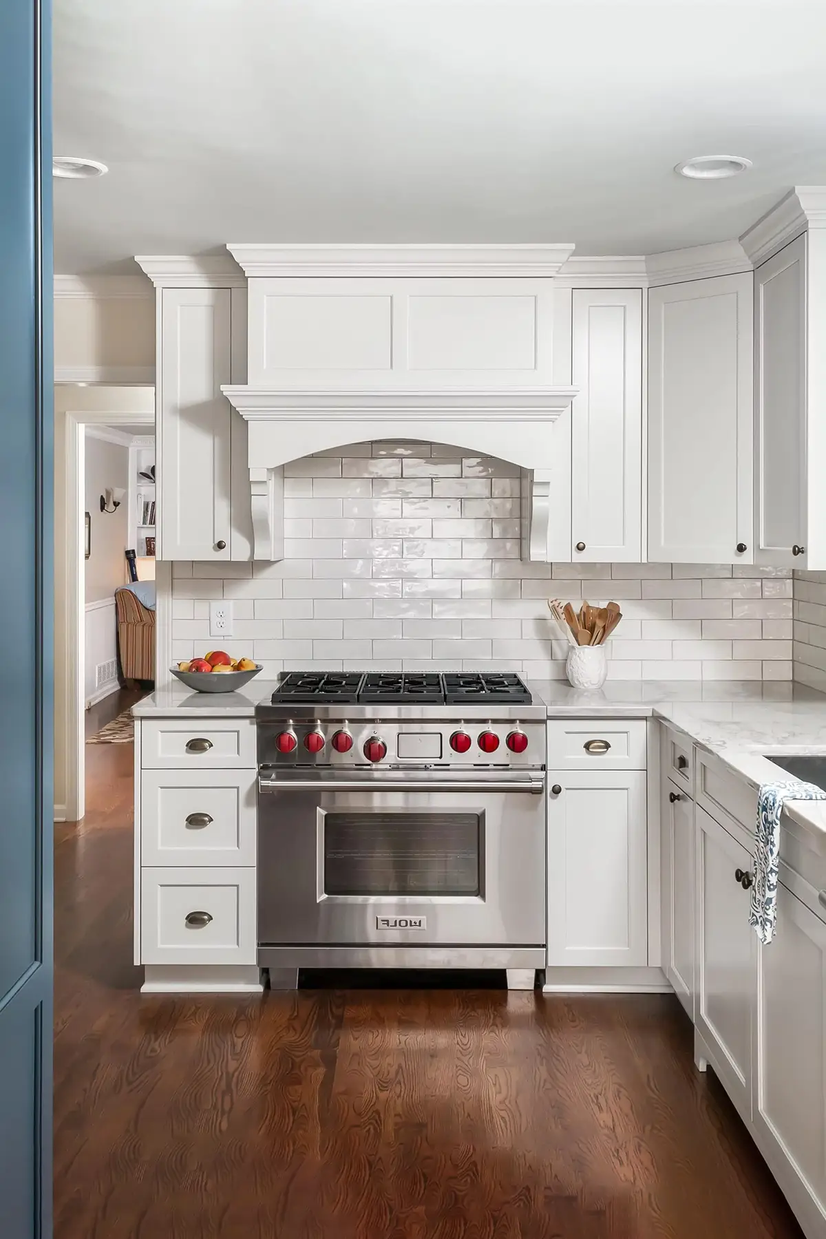 Pineville Rd, Newtown, PA 18940 5 | The Home X Compact white kitchen with wood base cabinets and stainless appliances.