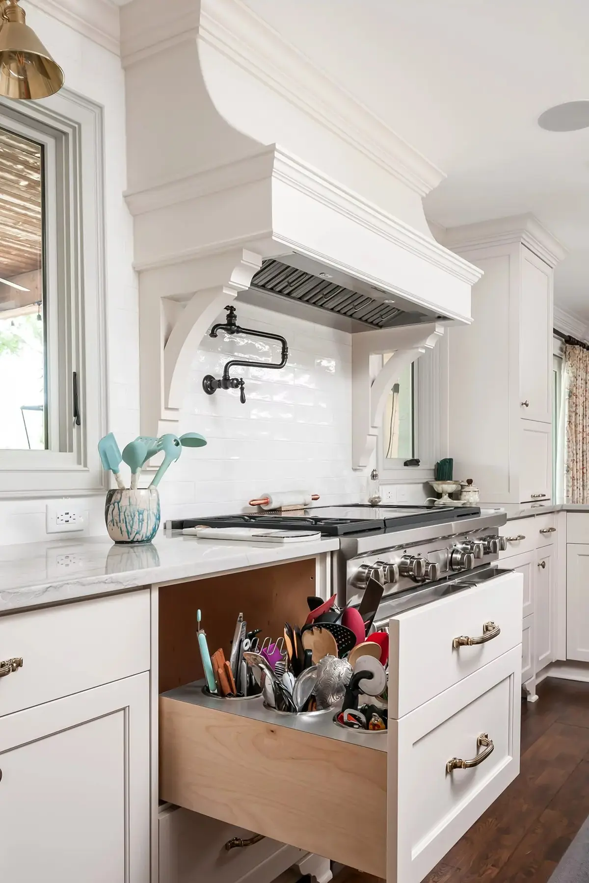 Lake Dr, Princeton, NJ 08540 13 | The Home X Custom pull-out drawers with wood organizers in white oak bar cabinetry in Princeton, NJ remodel