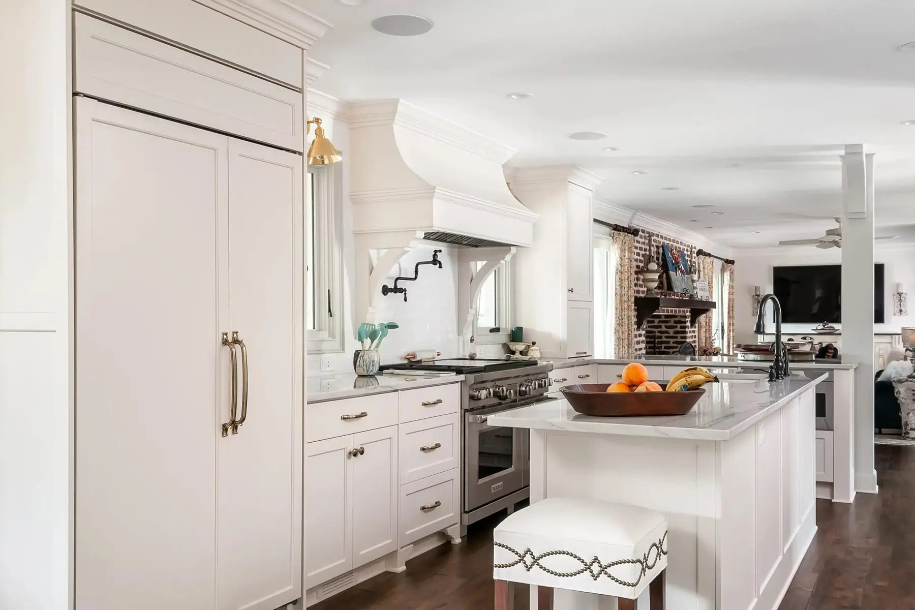 Lake Dr, Princeton, NJ 08540 7 | The Home X Custom home bar with white oak cabinetry, brass hardware, and built-in storage in Princeton, NJ remodel